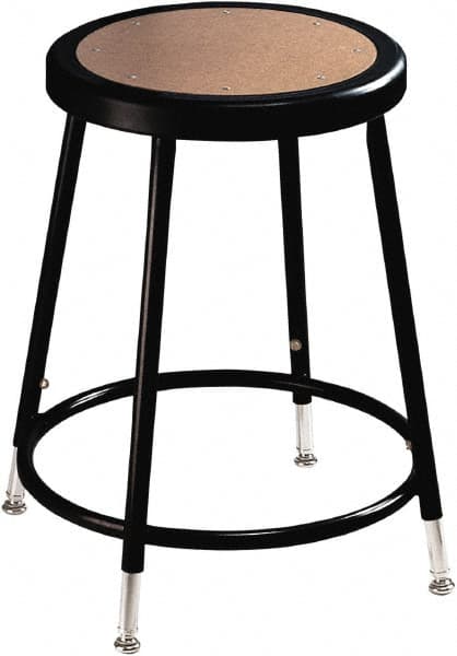 NPS - 14 Inch Wide x 14 Inch Deep x 19 to 26-1/2 Inch High, Steel Base, Adjustable Height Stool - Hardboard Seat, Black - Americas Industrial Supply