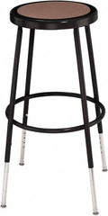 NPS - 14 Inch Wide x 14 Inch Deep x 25 to 33 Inch High, Steel Base, Adjustable Height Stool - Hardboard Seat, Black - Americas Industrial Supply