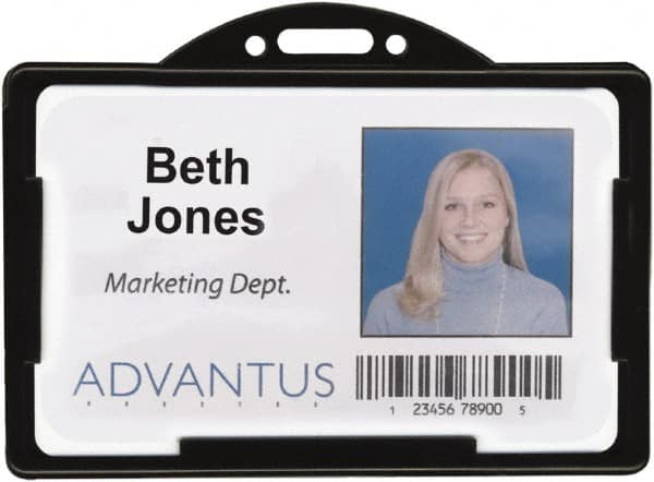 ADVANTUS - Clip-On Badge Holder - Black - Americas Industrial Supply