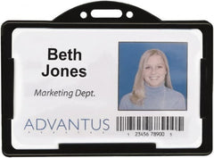 ADVANTUS - Clip-On Badge Holder - Black - Americas Industrial Supply