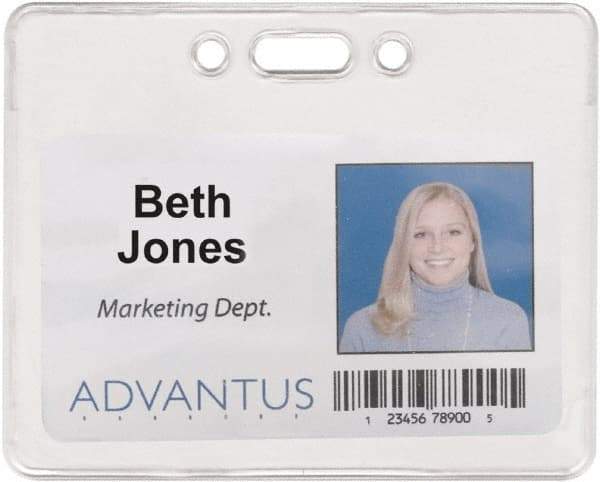 ADVANTUS - Clip-On Badge Holder - Clear - Americas Industrial Supply