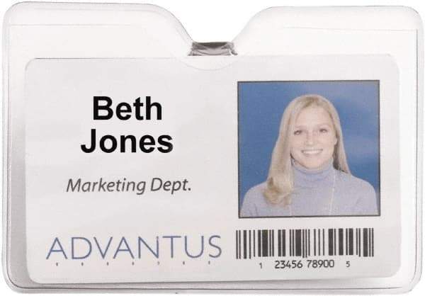 ADVANTUS - Clip-On Badge Holder - Clear - Americas Industrial Supply