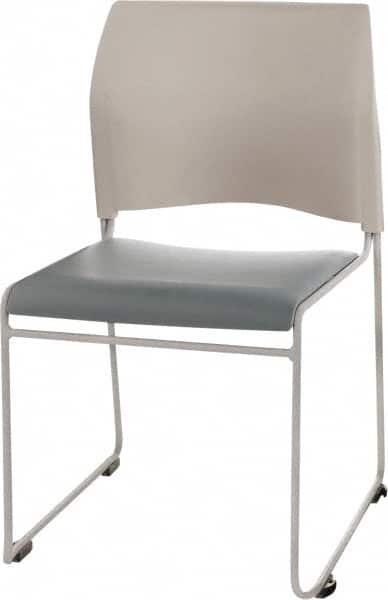 NPS - Vinyl Blue Stacking Chair - Silver Frame, 20" Wide x 19-1/4" Deep x 30" High - Americas Industrial Supply