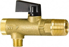PRO-SOURCE - 1/2" Pipe, NPT Port, Brass Filter Ball Valve - Inline - One Way Flow, MNPT x FNPT Ends, Wedge Handle, 725 WOG - Americas Industrial Supply