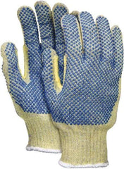 MCR Safety - Size L (9), ANSI Cut Lvl 5, PVC Coated Kevlar/Spectra/Stainless Steel Cut Resistant Gloves - Fully Coated Coated, Continuous Knit Cuff, Yellow/Blue, Paired - Americas Industrial Supply