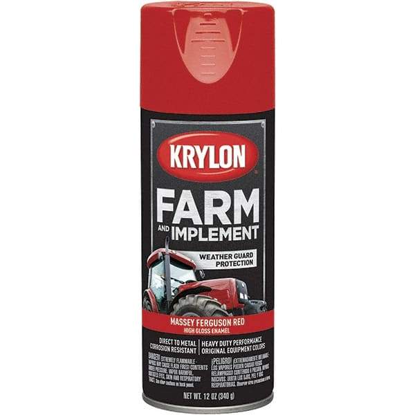 Krylon - Red (Massey Ferguson), 12 oz Net Fill, Gloss, Farm & Equipment Spray Paint - 12 oz Container, Use on Equipment - Americas Industrial Supply