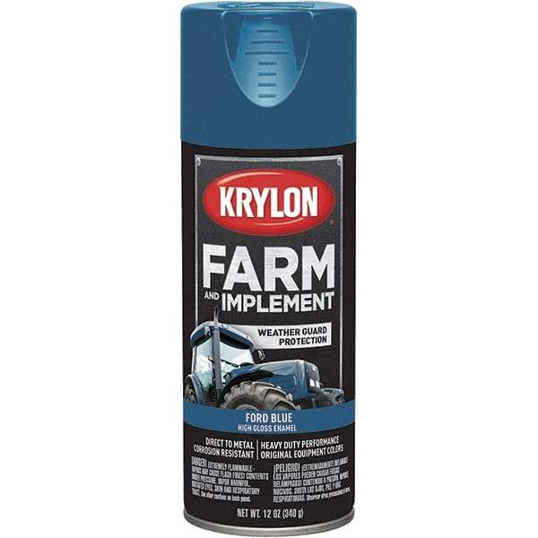 Krylon - Blue (Ford), 12 oz Net Fill, Gloss, Farm & Equipment Spray Paint - 12 oz Container, Use on Equipment - Americas Industrial Supply