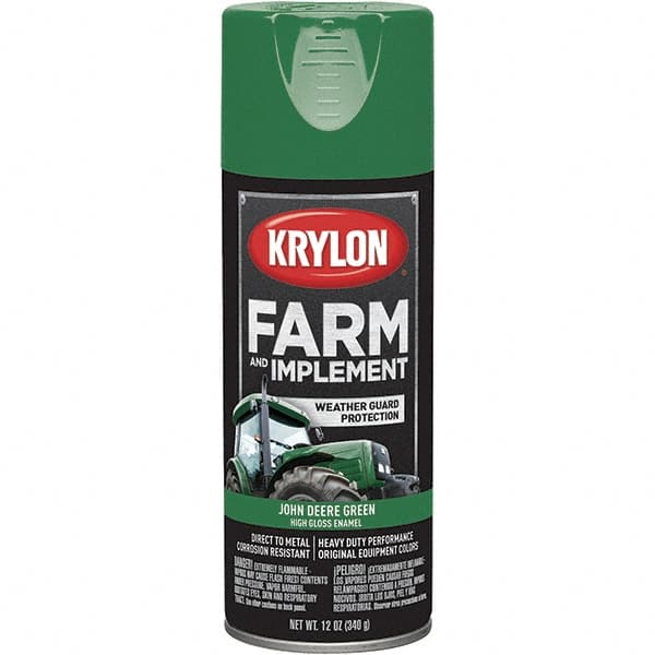 Krylon - Green (John Deere), 12 oz Net Fill, Gloss, Farm & Equipment Spray Paint - 12 oz Container, Use on Equipment - Americas Industrial Supply