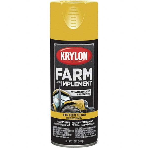 Krylon - Yellow (John Deere), 12 oz Net Fill, Gloss, Farm & Equipment Spray Paint - 12 oz Container, Use on Equipment - Americas Industrial Supply