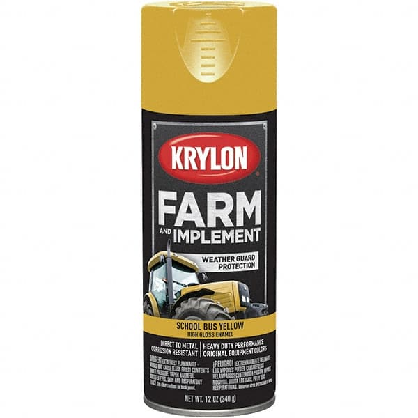 Krylon - School Bus Yellow, 12 oz Net Fill, Gloss, Farm & Equipment Spray Paint - 12 oz Container, Use on Equipment - Americas Industrial Supply