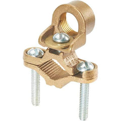 Panduit - 8 to 4 AWG Compatible Grounding Clamp - Bronze, 4-1/4" OAL - Americas Industrial Supply