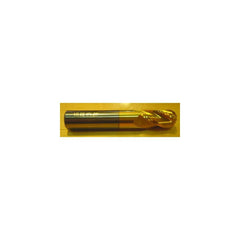 Ball End Mill: 0.5″ Dia, 1″ LOC, 4 Flute, Solid Carbide 3″ OAL, 1/2″ Shank Dia, TIN Coated, Series 140