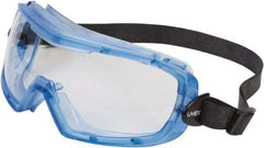 Uvex - Size Universal, Clear Polycarbonate Anti-Fog Lens, Safety Goggles - Indirect Vent, Blue PVC Frame - Americas Industrial Supply