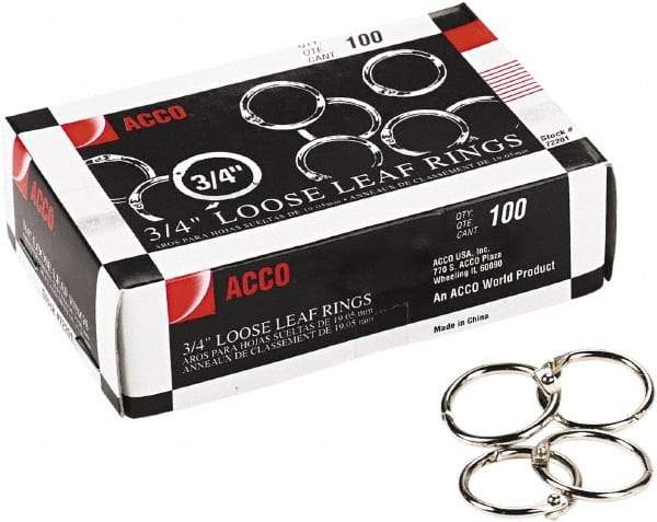 ACCO - 3/4", Book Rings - Steel, Silver - Americas Industrial Supply