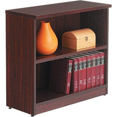 ALERA - 2 Shelf, 29-1/2" High x 31-3/4" Wide Bookcase - 14" Deep, Woodgrain Laminate, Mahogany - Americas Industrial Supply