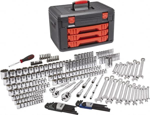 GearWrench - 239 Piece 1/4, 3/8 & 1/2" Drive Mechanic's Tool Set - Comes in Blow Molded Case with 3 Drawers - Americas Industrial Supply