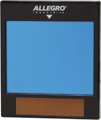 Allegro - 3.2" Wide x 3.9" High, Lens Shade 5 to 14, Plastic Auto-Darkening Lens - 0.4167" Thick, Green, Vertical Mount - Americas Industrial Supply