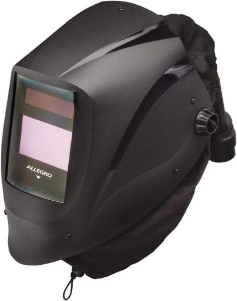 Allegro - Size Adjustable, PAPR Compatible Welding Helmet with Flip-Up Welding Lens over Face Shield - Dupont Super Tough Flame Retardant Nylon, Black, Compatible with EZ Air PAPR - Americas Industrial Supply