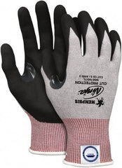 MCR Safety - Size L (9), ANSI Cut Lvl 3, Nitrile Coated Dyneema Diamond HPPE liner Cut Resistant Gloves - 10.039" Long, Palm & Fingertips Coated, Elastic Cuff, Gray/Black, Paired - Americas Industrial Supply