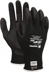 MCR Safety - Size L (9), ANSI Cut Lvl 3, Nitrile Coated Kevlar Cut Resistant Gloves - 10.039" Long, Palm & Fingertips Coated, Elastic Cuff, Black, Paired - Americas Industrial Supply