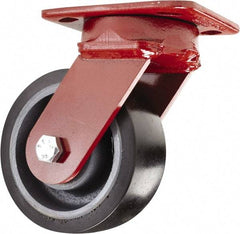 Hamilton - 5" Diam x 2" Wide x 6-1/2" OAH Top Plate Mount Swivel Caster - Polyurethane, 1,360 Lb Capacity, Sealed Precision Ball Bearing, 4 x 5" Plate - Americas Industrial Supply