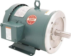 Leeson - 3 Max hp, 1,800 Max RPM, Premium Efficient Electric AC DC Motor - 230/460 V Input, Three Phase, 182TC Frame, C-Face with Base Mount, TEFC Enclosure - Americas Industrial Supply