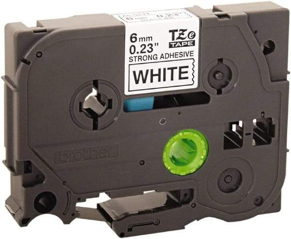 Brother - 1/4" Wide x 314.4" Long, White Plastic/Paper Tape Cassette - For Label Maker - Americas Industrial Supply