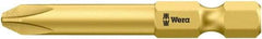 Wera - #2, Hex Drive Phillips Power Screwdriver Bit - 1/4" Drive, 2" OAL - Americas Industrial Supply