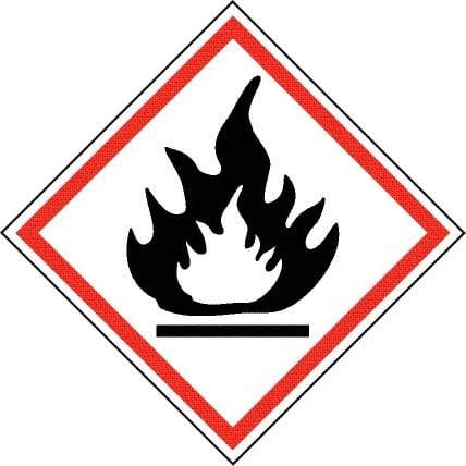 NMC - Hazardous Materials Label, Header: Flammable Warning - Legend: GHS - Graphic, English, Black & Red, 2" Long x 2" High, No Coating - Americas Industrial Supply