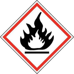 NMC - Hazardous Materials Label, Header: Flammable Warning - Legend: GHS - Graphic, English, Black & Red, 2" Long x 2" High, No Coating - Americas Industrial Supply