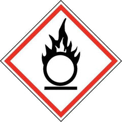 NMC - Hazardous Materials Label, Header: Oxidizer Warning - Legend: GHS - Graphic, English, Black & Red, 2" Long x 2" High, No Coating - Americas Industrial Supply