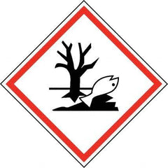 NMC - Hazardous Materials Label, Header: Dangerous for Environment Warning - Legend: GHS - Graphic, English, Black & Red, 2" Long x 2" High, No Coating - Americas Industrial Supply