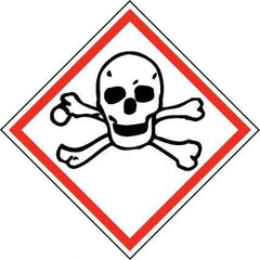 NMC - Hazardous Materials Label, Header: Toxic Warning - Legend: GHS - Graphic, English, Black & Red, 2" Long x 2" High, No Coating - Americas Industrial Supply