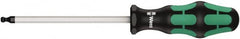 Wera - 1/4" Hex Ball End Driver - 5" Bade Length, Ergonomic Cushion Grip Handle, 230mm OAL - Americas Industrial Supply