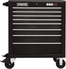 Proto - 8 Drawer 15,134 Lb Capacity Steel Tool Roller Cabinet - 34" Wide x 41" High x 25-1/4" Deep, Ball Bearing Drawer Slides, Black - Americas Industrial Supply