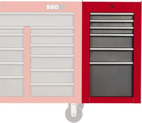 Proto - 6 Drawer Red/Gray Side Cabinet - 19" Wide x 34" High x 25" Deep, Use with 502 Series Box - Americas Industrial Supply
