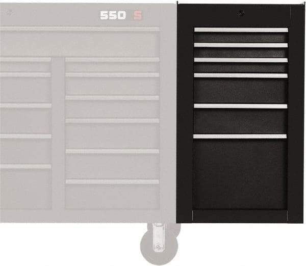 Proto - 6 Drawer Black Side Cabinet - 19" Wide x 34" High x 25" Deep, Use with 500 Series Box - Americas Industrial Supply