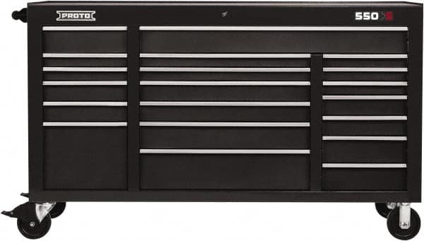 Proto - 20 Drawer Mobile Workstation - 67" Wide x 25-1/4" Deep x 41" High, Steel, Dual Black - Americas Industrial Supply