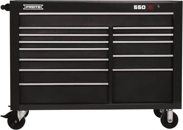 Proto - 13 Drawer Mobile Workstation - 57" Wide x 25-1/4" Deep x 43" High, Steel, Dual Black - Americas Industrial Supply