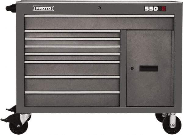 Proto - 1 Shelf, 8 Drawer, 1 Door Mobile Workstation - 50" Wide x 25-1/4" Deep x 41" High, Steel, Dual Gray - Americas Industrial Supply
