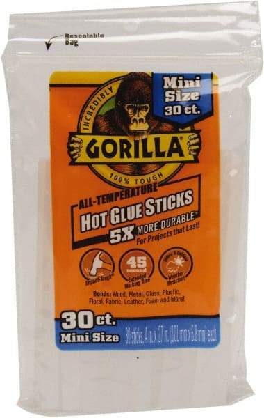 Gorilla Glue - 0.27" Diam, 4" Long, Clear, Hot Melt, Low Melt Glue Stick - Americas Industrial Supply