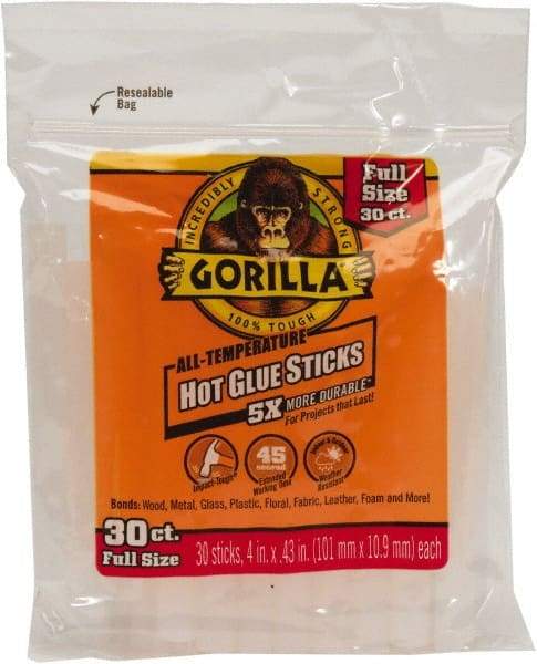 Gorilla Glue - 0.43" Diam, 4" Long, Clear, Hot Melt, Low Melt Glue Stick - Americas Industrial Supply