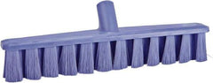 Vikan - 15.25" Fine Particle Polyester Push Broom - 1-7/8" Bristle Length, Plastic Block, European Threaded Handle Connection, Handle Sold Separately - Americas Industrial Supply