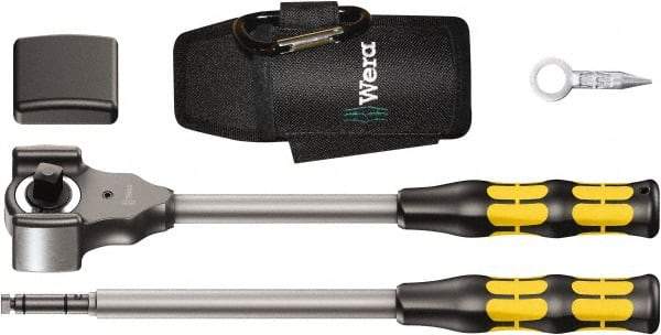 Wera - 1/2" Drive Square Head Ratchet Set - Nickel-Plated Finish, 13-27/64" OAL, 32 Gear Teeth - Americas Industrial Supply