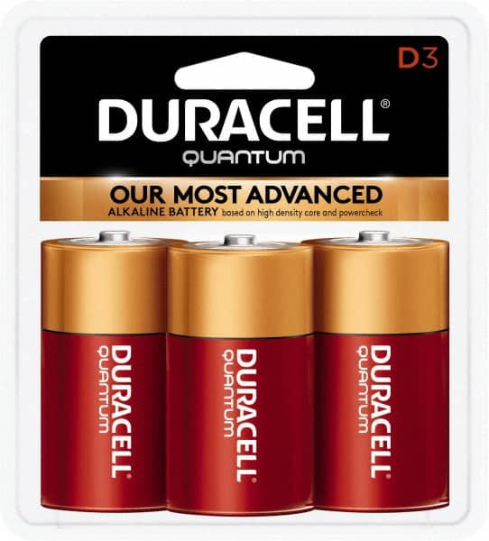 Duracell - Size D, Alkaline, 3 Pack, Standard Battery - 1.5 Volts, Button Tab Terminal, LR20, ANSI 13A Regulated - Americas Industrial Supply