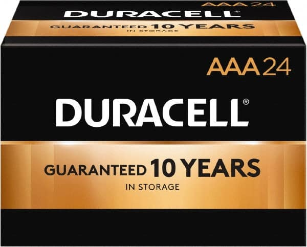 Duracell - Size AAA, Alkaline, 24 Pack, Standard Battery - 1.5 Volts, Button Tab Terminal, LR03, ANSI 24A Regulated - Americas Industrial Supply