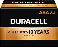 Duracell - Size AAA, Alkaline, 24 Pack, Standard Battery - 1.5 Volts, Button Tab Terminal, LR03, ANSI 24A Regulated - Americas Industrial Supply