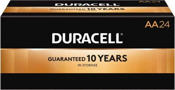 Duracell - Size AA, Alkaline, 24 Pack, Standard Battery - 1.5 Volts, Button Tab Terminal, LR6, ANSI 15A Regulated - Americas Industrial Supply