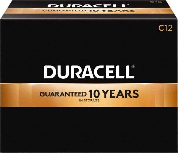 Duracell - Size C, Alkaline, 12 Pack, Standard Battery - 1.5 Volts, Button Tab Terminal, LR14, ANSI 14A Regulated - Americas Industrial Supply