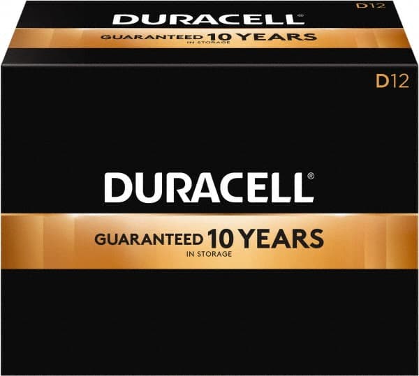 Duracell - Size D, Alkaline, 12 Pack, Standard Battery - 1.5 Volts, Button Tab Terminal, LR20, ANSI 13A Regulated - Americas Industrial Supply